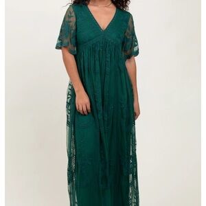 Pinkblush Green Flutter Sleeve Maxi Dress